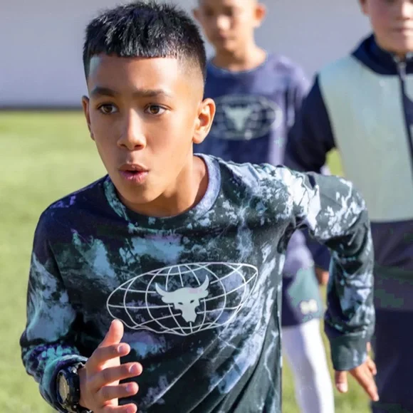 UNDER ARMOUR • Boys Project Rock Brahman Globe Long Sleeve Shirt - Picture 3 of 5